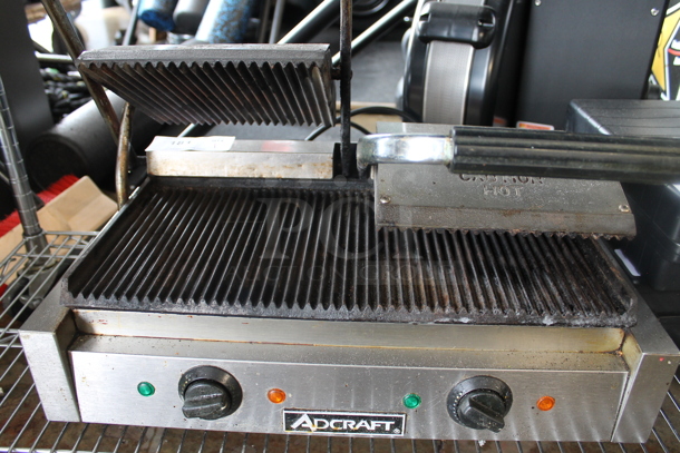 Adcraft Stainless Steel Commercial Countertop Panini Press. 115 Volts, 1 Phase. Tested and Powers On; Left Side Works But Right Side Does Not Get Hot - Image 3 of 3