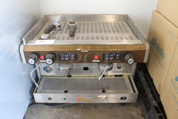 Wega ANTARES EVD 2N Stainless Steel Commercial Countertop 2 Group Espresso Machine w/ 2 Steam Wands. 230 Volts, 1 Phase.  - Image 1 of 4