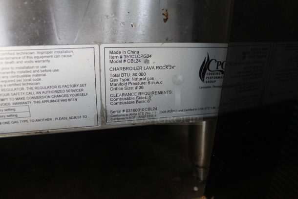Cooking Performance Group CPG 351CLCPG24 Stainless Steel Commercial Countertop Natural Gas Powered Charbroiler Grill. 80,000 BTU. - Image 4 of 4