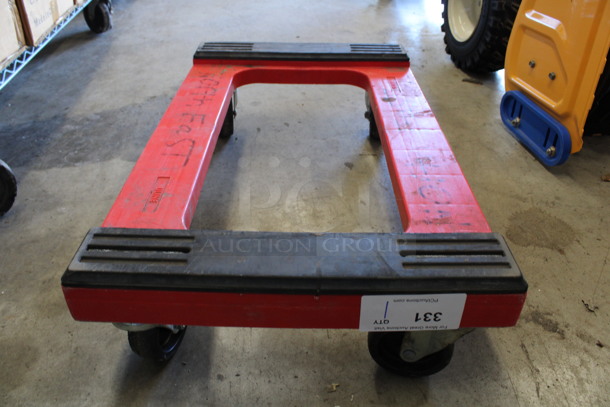 Red Furniture Dolly on Commercial Casters. 18x30x7