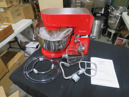 One NEW Powwa Stand Mixer With Bowl, Guard, Whip, Hook And Paddle. #SM-1503H.