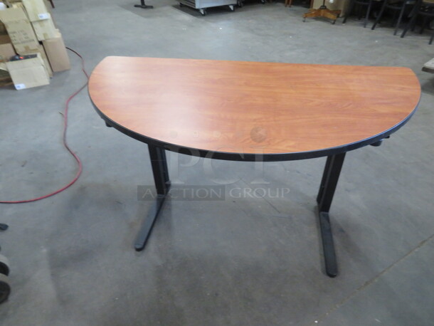 One Half Circle Laminate Folding Serving/Banquet Table. 54X28X29 - Image 1 of 3