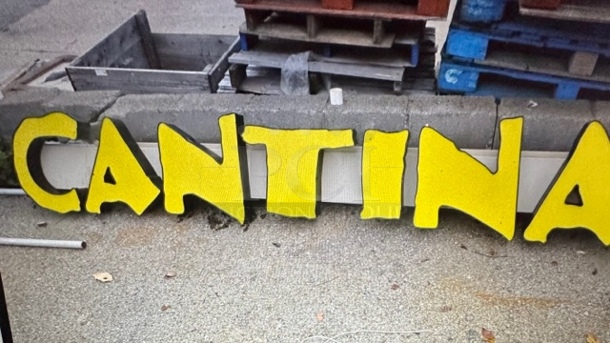 One CANTINA Lighted Outdoor Sign. 122X12X19