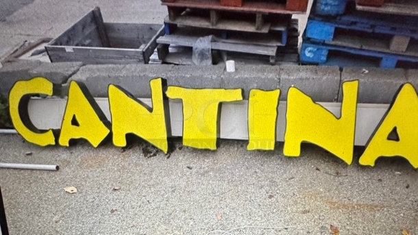 One CANTINA Lighted Outdoor Sign. 122X12X19 - Image 1 of 1