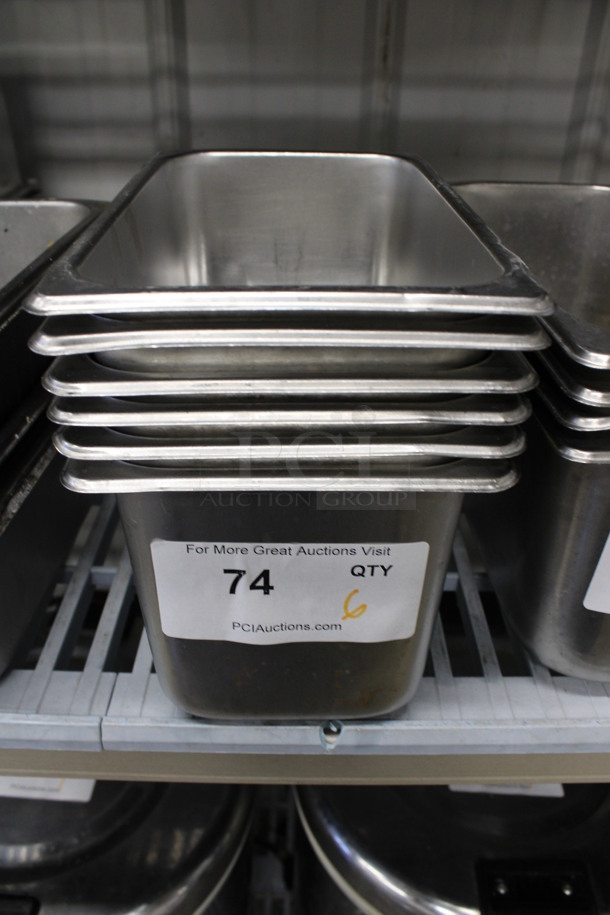 6 Stainless Steel 1/4 Size Drop In Bins. 1/4x6. 6 Times Your Bid!