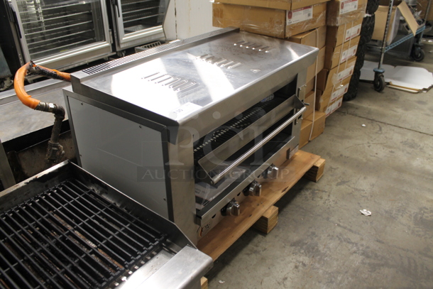 BRAND NEW SCRATCH AND DENT! Cooking Performance Group CPG 351S36SBN Stainless Steel Commercial Natural Gas Powered Salamander Broiler Cheese Melter. 36,000 BTU. Tested and Working! - Image 2 of 5