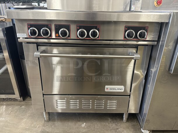 BRAND NEW SCRATCH AND DENT! 2023 Garland SS686 Stainless Steel Commercial Electric Powered 6 Burner Hot Plate Range w/ Oven. 208 Volts, 1/3 Phase. Tested and Working! - Image 3 of 9