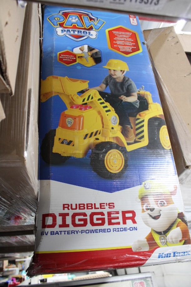 Kid Trax Nickelodeon’s PAW Patrol: Rubble’s Digger, 6-Volt Ride-On Toy, ages 3 – 5, yellow.
22.99 x 55.61 x 23.38 - Image 8 of 8