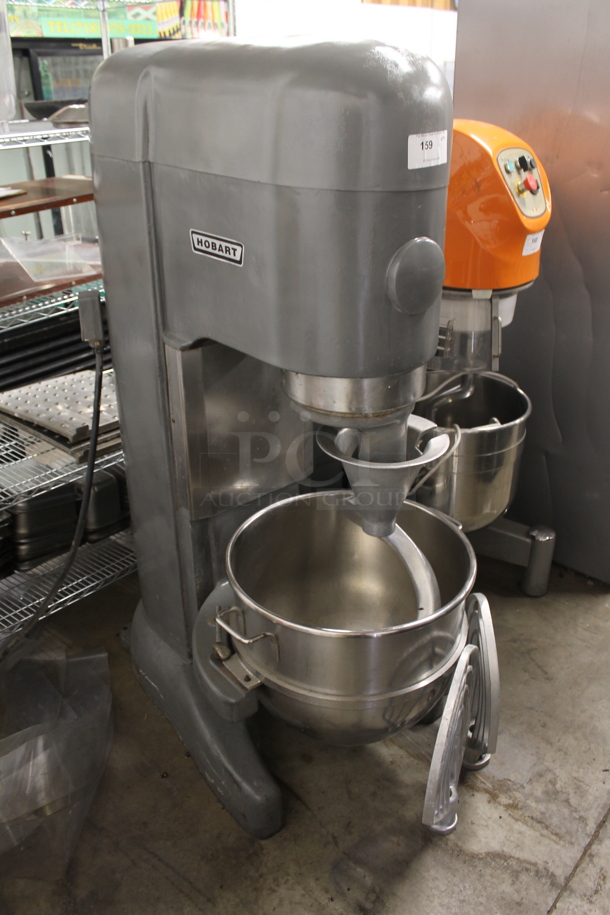 Hobart M-802 Metal Commercial Floor Style 80 Quart Planetary Dough Mixer w/ Stainless Steel Mixing Bowl, Dough Hook and 2 Paddle Attachments. 208 Volts, 3 Phase. - Image 3 of 7