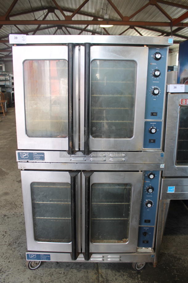 2 Duke Stainless Steel Commercial Natural Gas Powered Full Size Convection Oven w/ View Through Doors, Metal Oven Racks and Thermostatic Controls on Commercial Casters. 2 Times Your Bid! - Image 1 of 8