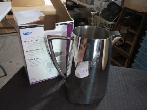 One NEW Vollrath 2.3 Quart Stainless Steel Water Pitcher.  - Image 1 of 1