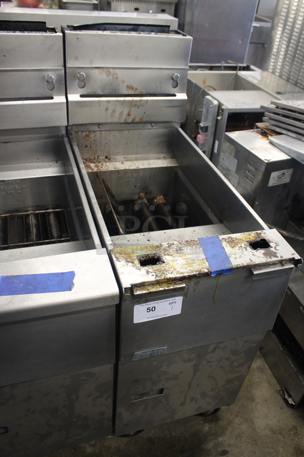 Pitco Frialator SG14 Stainless Steel Commercial Floor Style Natural Gas Powered Deep Fat Fryer on Commercial Casters. 110,000 BTU. - Image 2 of 5