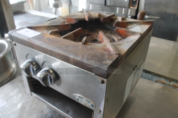 Atosa Stainless Steel Commercial Countertop Natural Gas Powered Single Burner Stock Pot Range. - Image 3 of 7