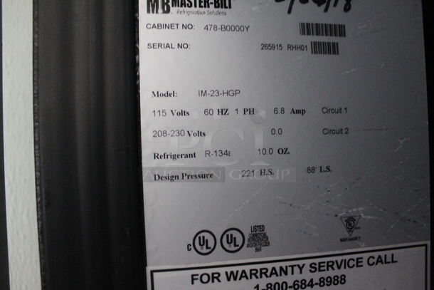Master Bilt IM-23-HGP Black Single Door Ice Merchandiser Freezer. 115V, 1 Phase. Cannot Test Due To Missing Power Cord - Image 5 of 6