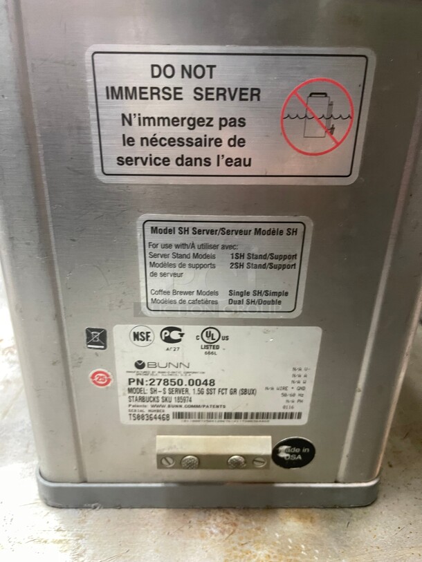 Bunn SH Server For Satellite Brewers, 1 1/2 Gallon, Stainless NSF Starbucks SKU 185974 - Image 5 of 8