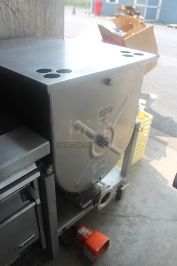 Hollymatic GMG 180A Metal Commercial Floor Style Meat Mixer Grinder w/ Pedal. 230 Volts, 3 Phase.  - Image 3 of 9