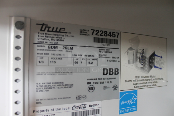 2012 True GDM-26EM Commercial One-Door Merchandiser Cooler With Individual Drink Holders, Black 115V, 1 Phase. Tested and Working! - Image 5 of 6