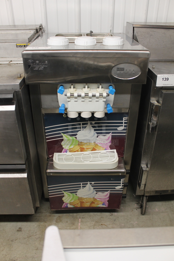 Sanjun Commercial Stainless Steel Electric Soft Serve Ice Cream Machine With 2 Hoppers  - Image 1 of 7