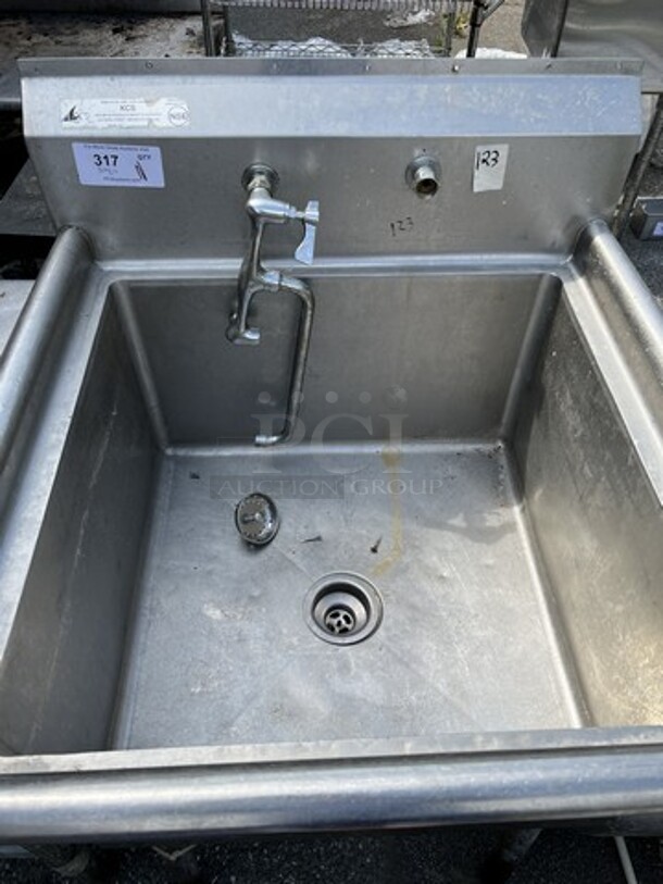 Stainless Steel Commercial Single Bay Sink w/ Faucet and Handles. 29x31x45 - Image 3 of 4