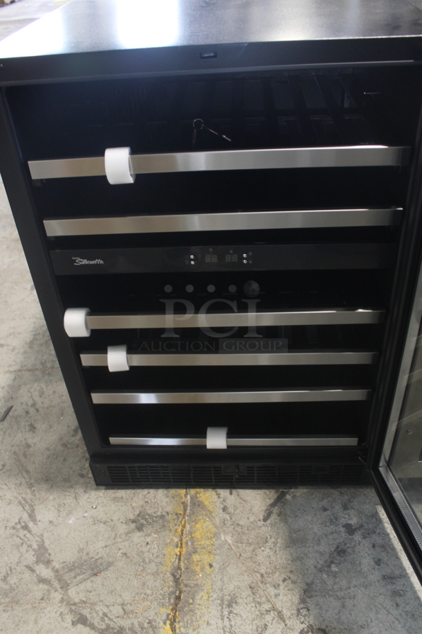 BRAND NEW SCRATCH AND DENT! Danby DWC518BLS Silhouette Wine Cooler With Glass Door Trimmed in Stainless Steel With Steel Front Pull Out Racks.115V. Tested and Working!  - Image 4 of 6