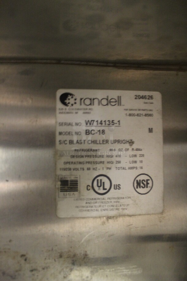 2016 Randell BC-18 Commercial Stainless Steel Upright Blast Chiller With Pan Racks. 115-230V, 1 Phase.  - Image 6 of 6