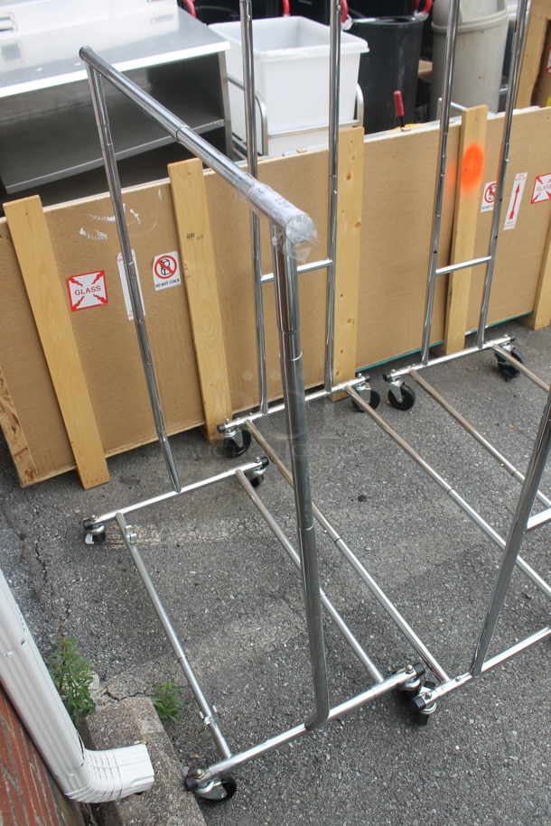 3 Chrome Finish Metal Clothing Racks on Commercial Casters. 50.5x22.5x62.5, 39x22x50. 3 Times Your Bid! - Image 2 of 6