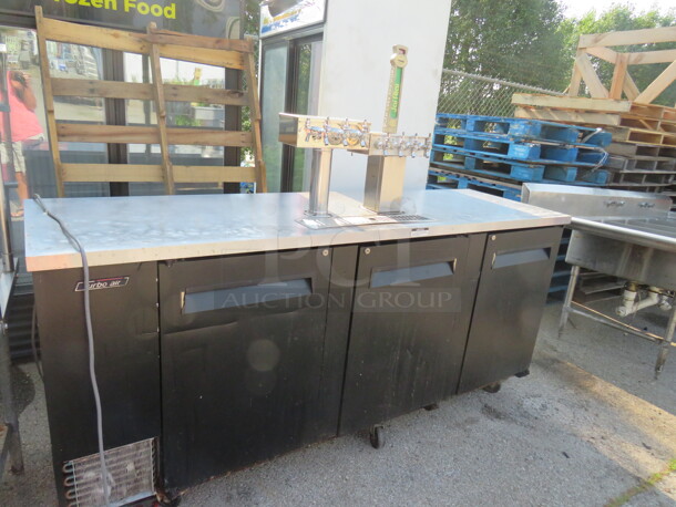 One Turbo Air 3 Door Kegorator With 2 Towers, 7 Taps, 1 Tap Handle On Casters. Model# TBD-4SB. 110-120 Volt. 91X27X42 - Image 2 of 2