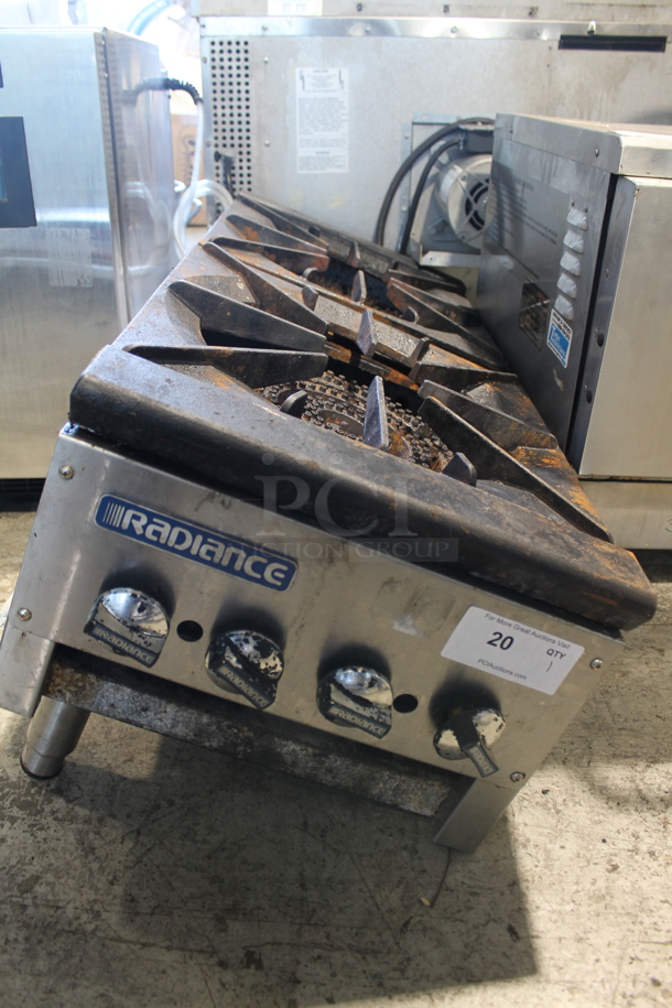 Radiance Stainless Steel Commercial Countertop Natural Gas Powered 2 Burner Range. - Image 1 of 4