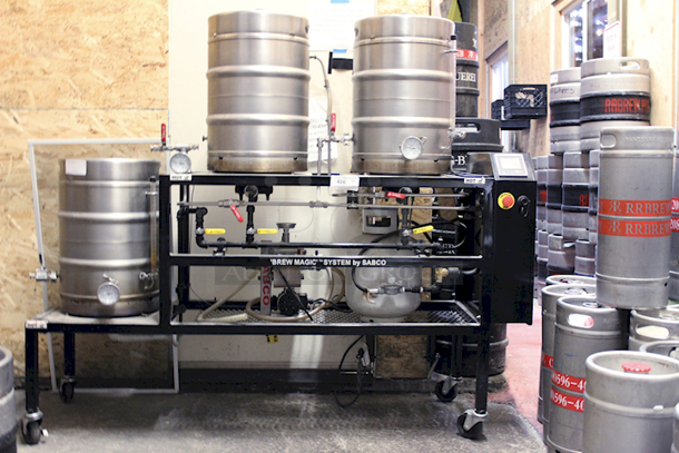 PRO-LEVEL! Sabco Brew-Magic V350MS Home Brew System! Includes 3 kettles With Direct Fire, Mash Tun and Boil Kettle Has False Bottom, RIMS Tube and Pump For Continuous Recirculation, Vision 350 Touchscreen Controller, Propane Tank & Heavy Duty Steel Cart on Commercial Casters