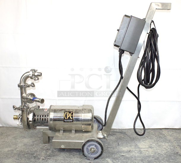 NEW/NEVER USED CPE Systems KBDA Series C114MD CENTRIFUGAL PUMP ASSEMBLY With Clamps And Tubing. 1PH, 115/208-230 VAC - 50-60hz - 1 1/2" X 1 1/2" Tri -Clamp Connections, All Stainless Steel Construction, 25 ft cord with a 115-volt Plug, NEMA 4X digital VFD with a Potentiometer, Stainless steel cart - Image 4 of 9