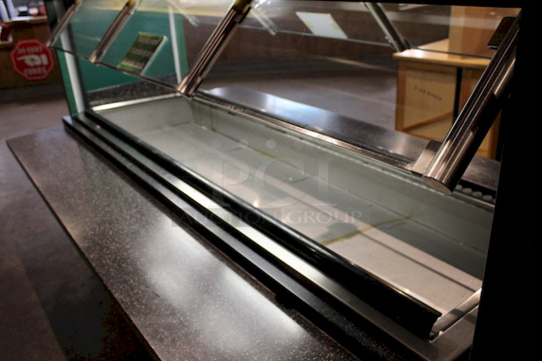 OUTSTANDING! Produce/Salad Bar With Drop In Cold-Well, Light, Counter and Glass Sneeze Guard, Solid Wood Frame With Canopy. In perfect working order.
89-1/2x53x93-1/2
 - Image 8 of 12
