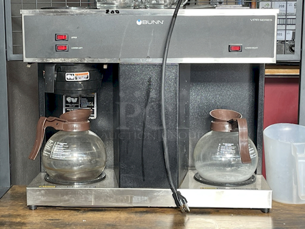 OUTSTANDING! Bunn Coffee Bar - Includes: Bunn 04275.0031 VPS 12 Cup Pourover Coffee Brewer with 3 Warmers - 120V (MODEL: VPS, BLK-LTD SW), 2 Coffee Decanters, 4 Glass Coffee Cups, Filters, Mind Reader Acrylic 9 Compartment Condiment Organizer, Black, FL310 Bakers Rack, Coffee Bar, Kitchen Storage Shelf Rack with Space For 10 Hooks, 3 Shelves, Adjustable Feet, for Microwave Oven. Combined Value of $850  - Image 2 of 8