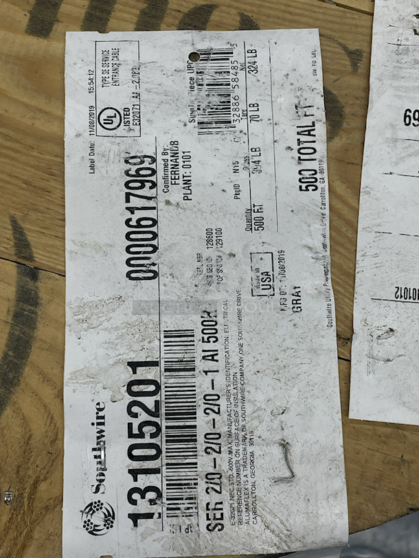 Huge Thimble of Wire. Southwire Model: 13105201 - SER 2/0 - 2/0-2/0 - 1 AI  - Image 4 of 6