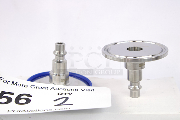 NEW-NEVER USED Glacier Tanks Air Hose Quick Disconnect, Converts Tri Clamp to The Standard Industrial Style 1/4 " Air Line Connector. Connections Type: 1-1/2" Tri Clamp To x 1/4 in. Industrial - SS304 Stainless Steel. 2x your Bid - Image 1 of 4
