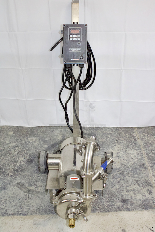 NEW/NEVER USED CPE Systems KBDA Series C114MD CENTRIFUGAL PUMP ASSEMBLY With Clamps And Tubing. 1PH, 115/208-230 VAC - 50-60hz - 1 1/2" X 1 1/2" Tri -Clamp Connections, All Stainless Steel Construction, 25 ft cord with a 115-volt Plug, NEMA 4X digital VFD with a Potentiometer, Stainless steel cart - Image 9 of 9