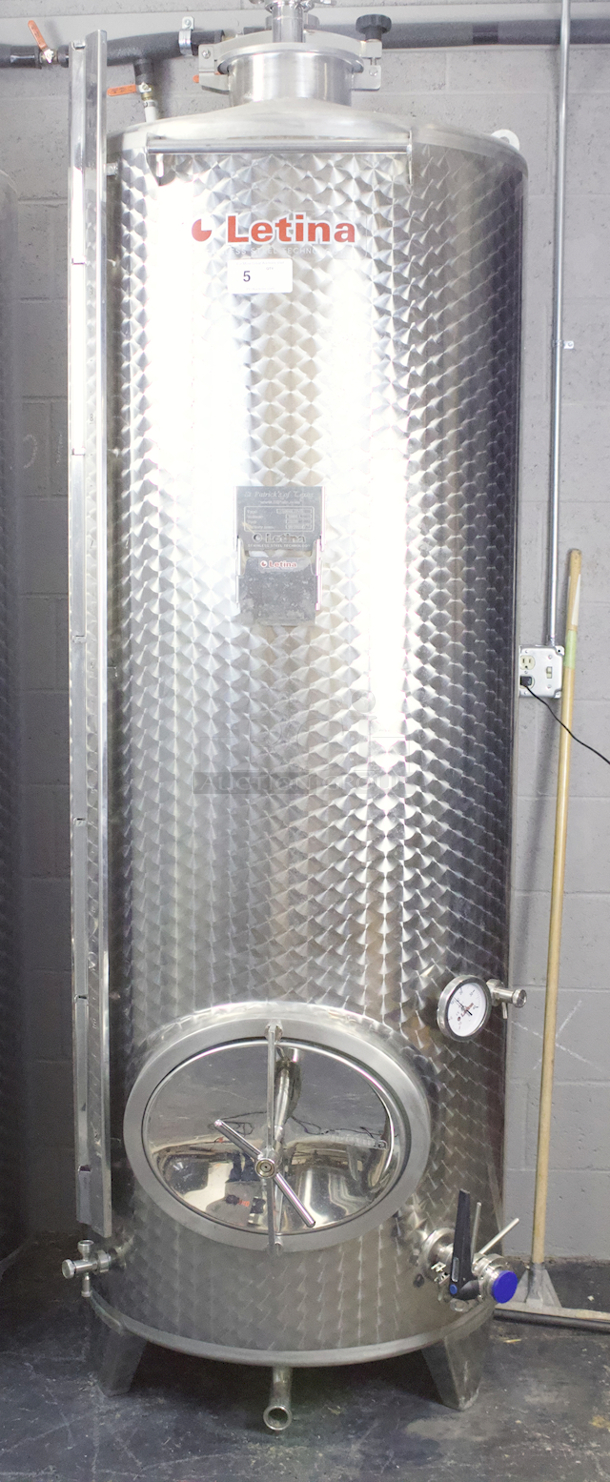 NEW-NEVER USED St. Patricks Of Texas Letina Z1000LHV8 1000 Liter (8.5 BBL) Jacketed Fermenter, Conical Bottom With Floating Man Way, (2) 1-1/2