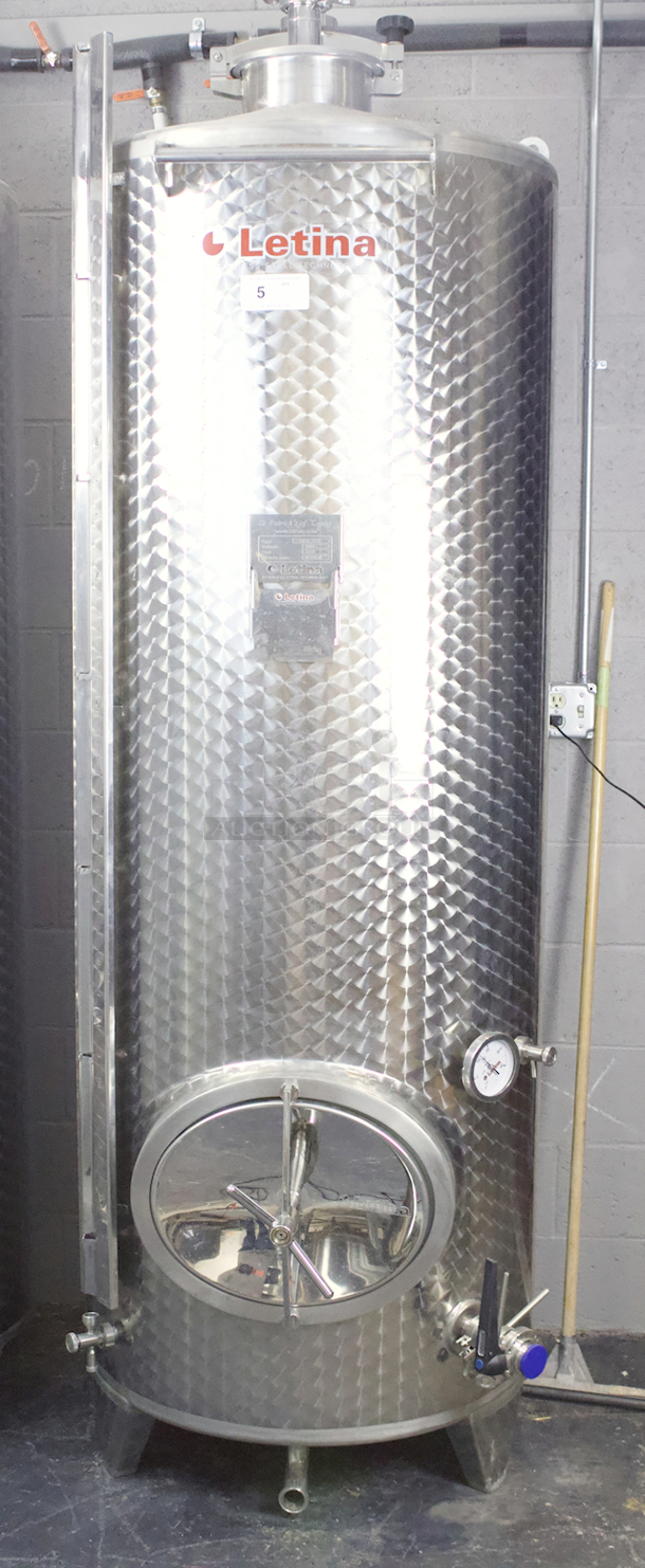 NEW-NEVER USED St. Patricks Of Texas Letina Z1000LHV8 1000 Liter (8.5 BBL) Jacketed Fermenter, Conical Bottom With Floating Man Way, (2) 1-1/2" Butterfly Valve Setup (1 At Bottom, 1 at Racking) and Sample Tap, Extra 2" TC port In Top Hatch, For Use Of Optional Spray Ball  - Image 1 of 2