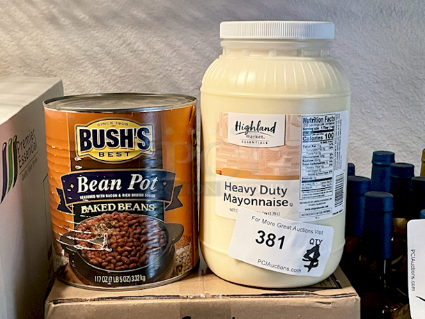 COMBO LOT! Box Of 1/8" Fold Dinner Napkins 2-Ply White, 3000ct - Sysco Reliance Paper Food Tray, Red Plaid, 3lb Case of 500 - Bush's Baked Beans 7Lb 5OZ - Highland Market Heavy Duty Mayonnaise 1 Gallon. 4x Your Bid   - Image 4 of 4