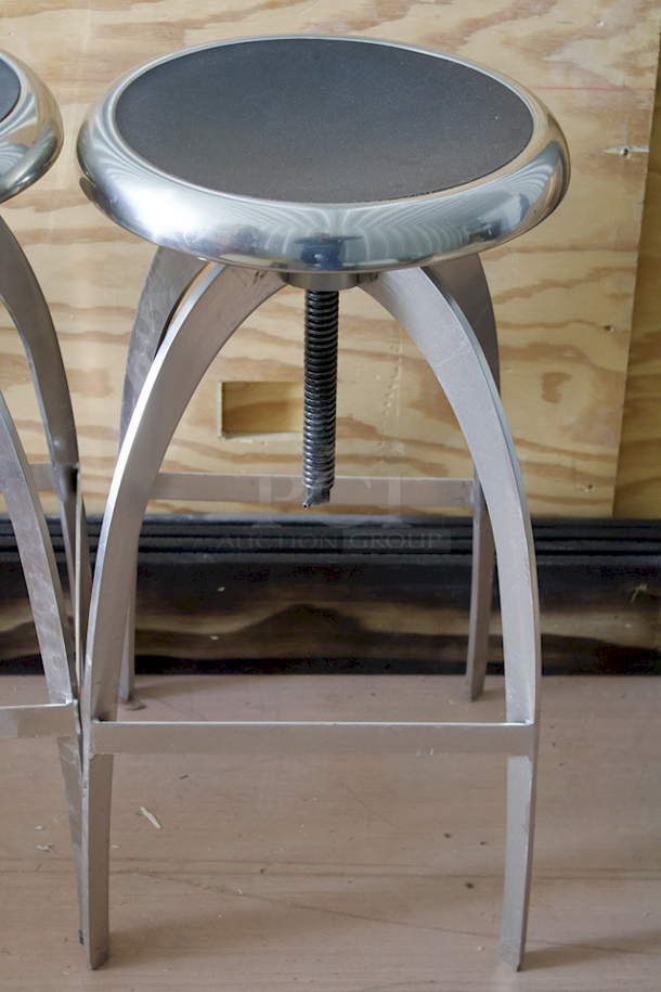 Colby Adjustable Bar Stool, Black Seat & Nickel Finish. 5x Your Bid - Image 1 of 4