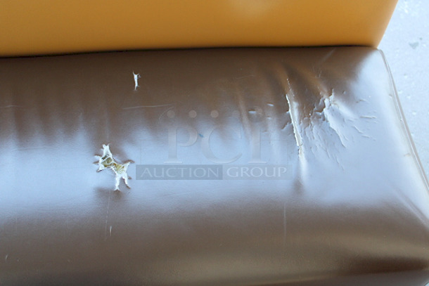 NICE! Wood Framed Brown & Tan Padded Booth Seat. 45x26x36-1/2 - Image 5 of 5