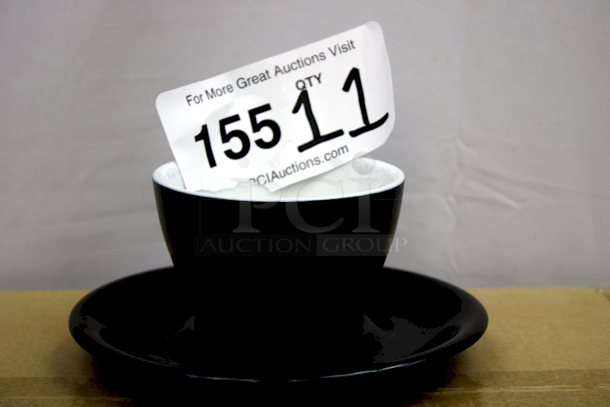SLEEK! Porcelain Black Tea Cup And Saucer Sets. 11x your Bid - Image 1 of 4