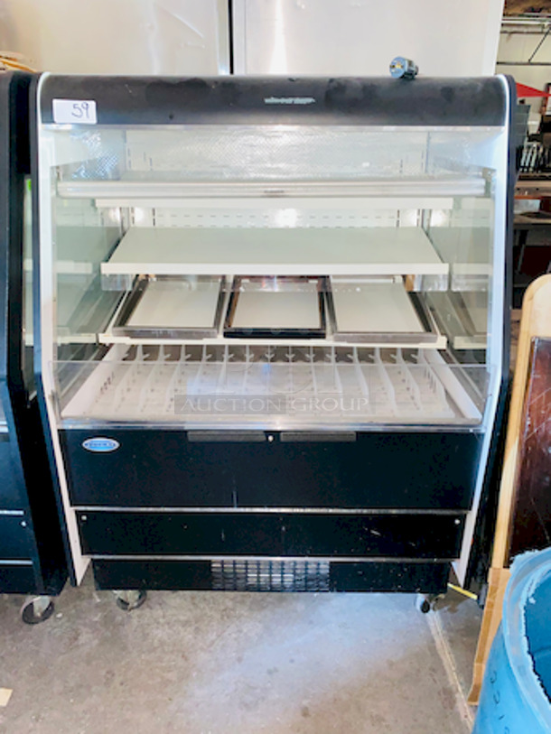 2 For 1!! Federal Industries RSSD460SC-5 Open Air Self Serve Merchandisers. On Commercial Casters. 
Tested. Turned On and Gets Cold. 
Condition 8/10                                                                              
47.-1/4