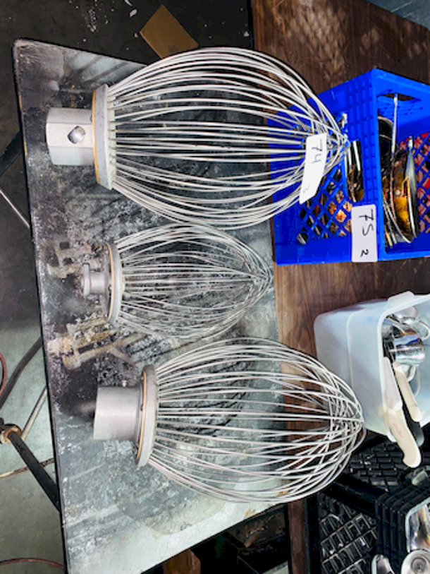 SWEET! Set of 3 Hobart Stainless Steel Wire Whips. Includes: (2) 60qt, (1) 20 qt. 

3x Your Bid - Image 6 of 6