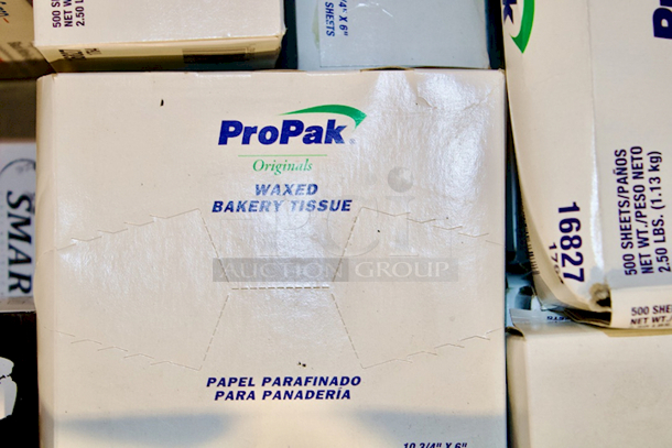 ALL-4-One Box Full Of Nitrile & Natural Rubber (powder free) Gloves and Boxes Of ProPak Dissolvable Shelf Life Labels (250 Count), Aluminum Foil Interlocked Sheets & Waxed Bakery Tissue. 9x Your Bid.  - Image 4 of 6