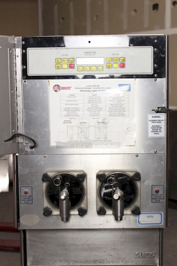 NICE! Lancer FBD500 Frozen Beverage Dispenser, 2 Flavors, On Cabinet With Commercial Casters, 208-230v/60Hz. 
20-1/4x30-1/2x67. Removed From Burger King In Working Order.  - Image 2 of 11
