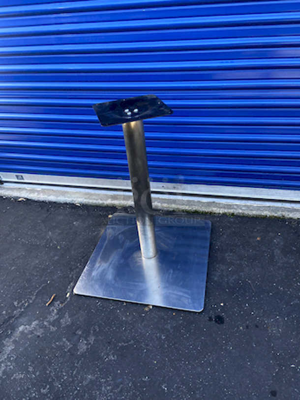 NICE! Square Solid Wood Table Top and Heavy Duty Stainless Steel Base, 2 Seater.

2x Your Bid - Image 2 of 3
