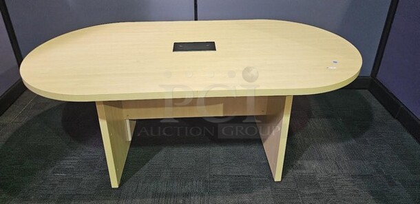 Office Source brand, light colored wooden conference table. This is a very sturdy and well-made table in great condition! 30” H x 72” W.  

 - Image 2 of 3