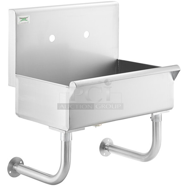BRAND NEW IN BOX! Regency Steelton 600HSMS1824 Stainless Steel Commercial Utility Multi Station Single Bay Wall Mount Sink. Stock Picture Used as Gallery. 24x20x18