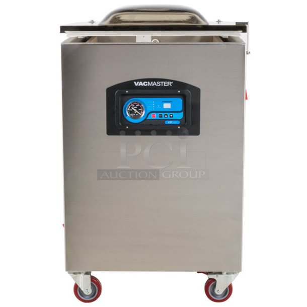 BRAND NEW SCRATCH AND DENT! 2023 VacMaster VP540 Stainless Steel Commercial Floor Style Vacuum Sealer on Commercial Casters. 110 Volts, 1 Phase. Tested and Working!