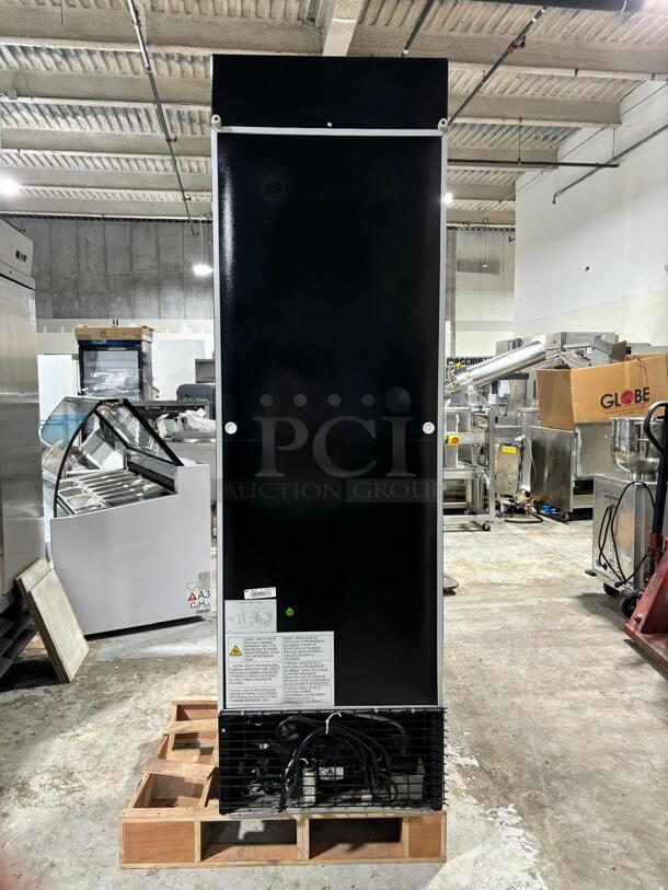 Brand New still in the box scratch & dent DSM-15R Commercial Single Glass Swing Door Merchandiser Refrigerator
 27DEPTH: 26HEIGHT: 76 ORIGINAL PRICE: $1648.35 - Image 3 of 4